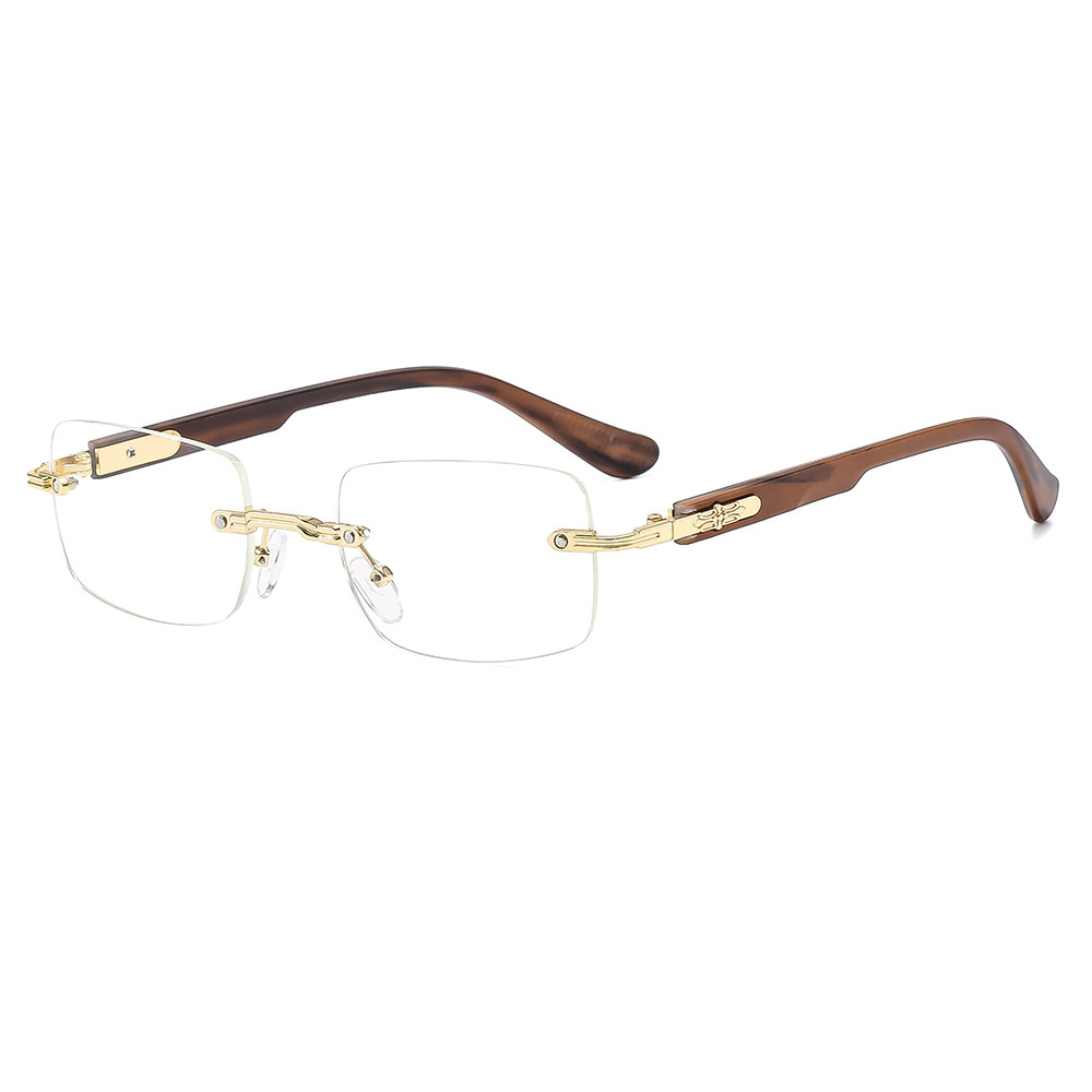SQUARE FRAMELESS STYLISH EMBOSSED ANTI-BLUE LIGHT READING GLASSES