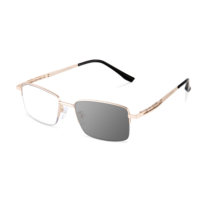 BUSINESS FASHION HALF FRAME SQUARE PHOTOCHROMIC READING GLASSES
