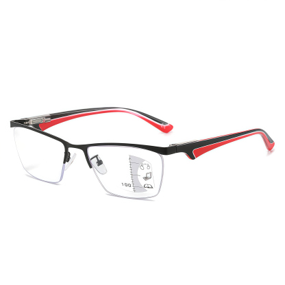 METAL HALF-FRAME ULTRA-LIGHT MULTI-FOCAL ANTI-BLUE LIGHT READING GLASSES