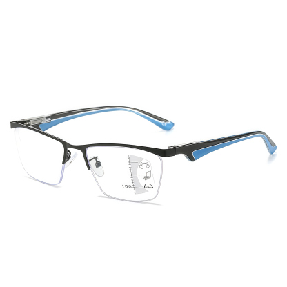 METAL HALF-FRAME ULTRA-LIGHT MULTI-FOCAL ANTI-BLUE LIGHT READING GLASSES