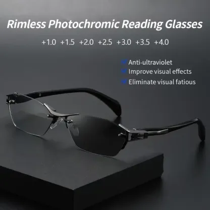 RETRO FRAMELESS METAL COLOR CHANGING READING GLASSES