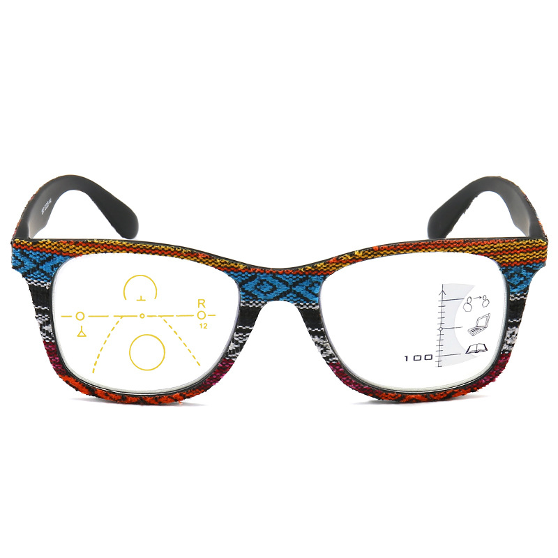 VINTAGE WOODGRAIN PROGRESSIVE MULTIFOCAL LARGE FRAME PRESBYTERIAN GLASSES