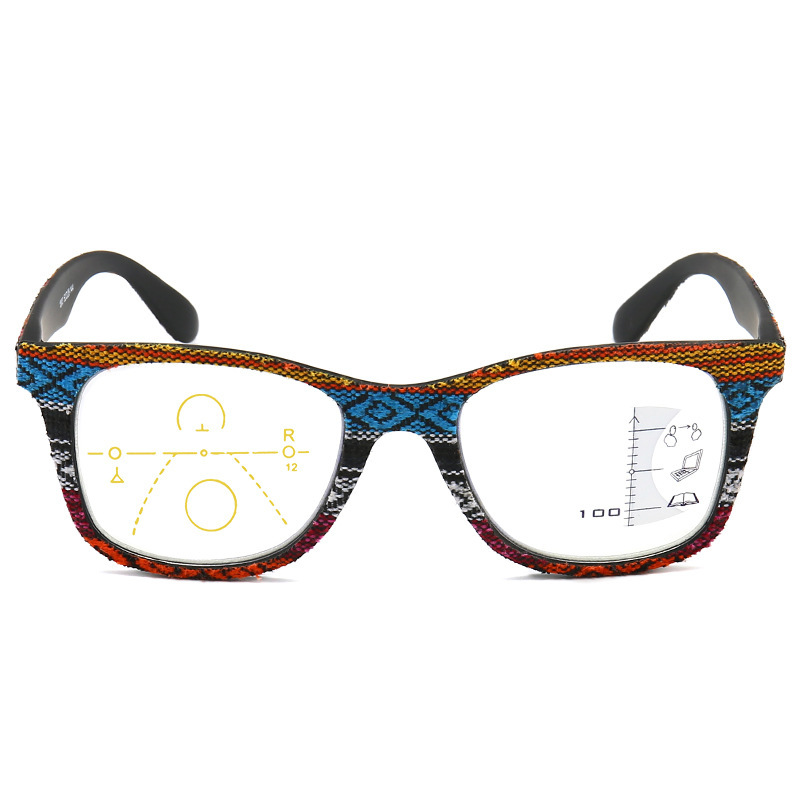 VINTAGE WOODGRAIN PROGRESSIVE MULTIFOCAL LARGE FRAME PRESBYTERIAN GLASSES