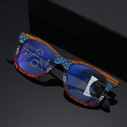 VINTAGE WOODGRAIN PROGRESSIVE MULTIFOCAL LARGE FRAME PRESBYTERIAN GLASSES