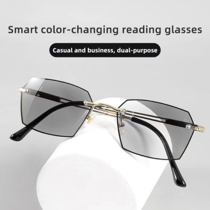 FASHIONABLE FRAMELESS CUT-EDGE ANTI-BLUE LIGHT COLOR CHANGING GLASSES