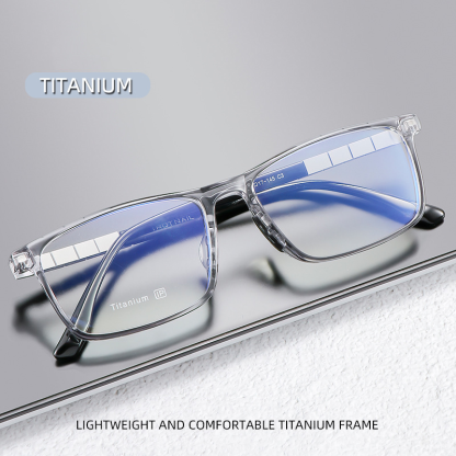 SQUARE ULTRA-LIGHT PURE TITANIUM FULL FRAME ANTI-BLUE LIGHT READING GLASSES