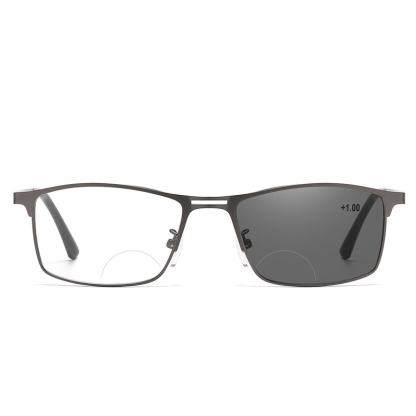 FASHIONABLE METAL FULL FRAME BIFOCAL COLOR CHANGING READING GLASSES