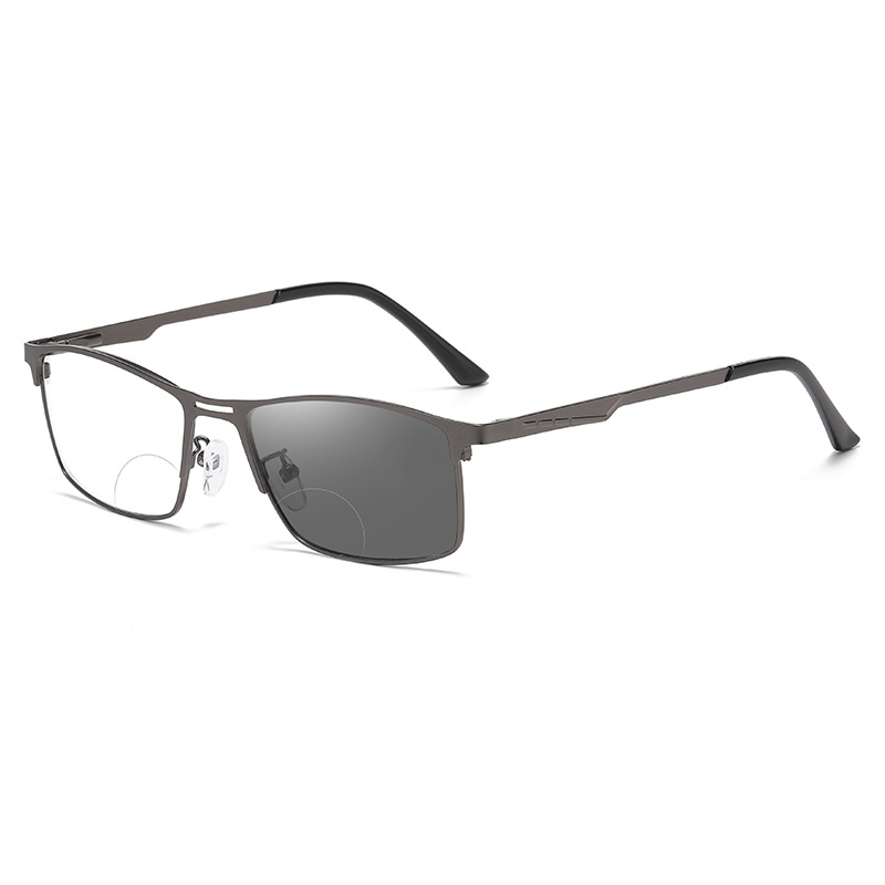 FASHIONABLE METAL FULL FRAME BIFOCAL COLOR CHANGING READING GLASSES