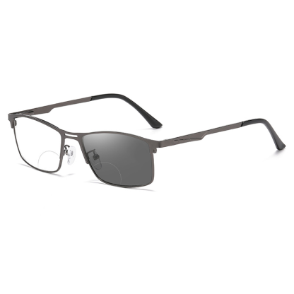 FASHIONABLE METAL FULL FRAME BIFOCAL COLOR CHANGING READING GLASSES