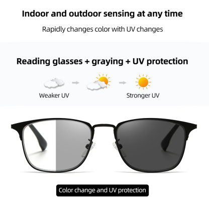 MEN'S HD METAL HALF-FRAME PHOTOCHROMIC ANTI-BLUE LIGHT GLASSES