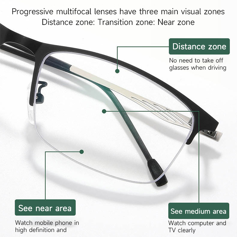 MEN'S HIGH-DEFINITION NEAR AND FAR DUAL-PURPOSE COLOR-CHANGING READING GLASSES