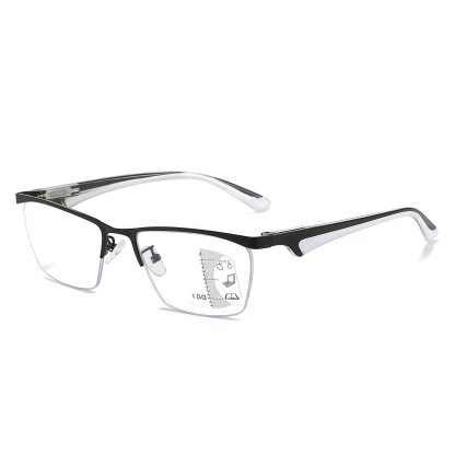 METAL HALF-FRAME ULTRA-LIGHT MULTI-FOCAL ANTI-BLUE LIGHT READING GLASSES