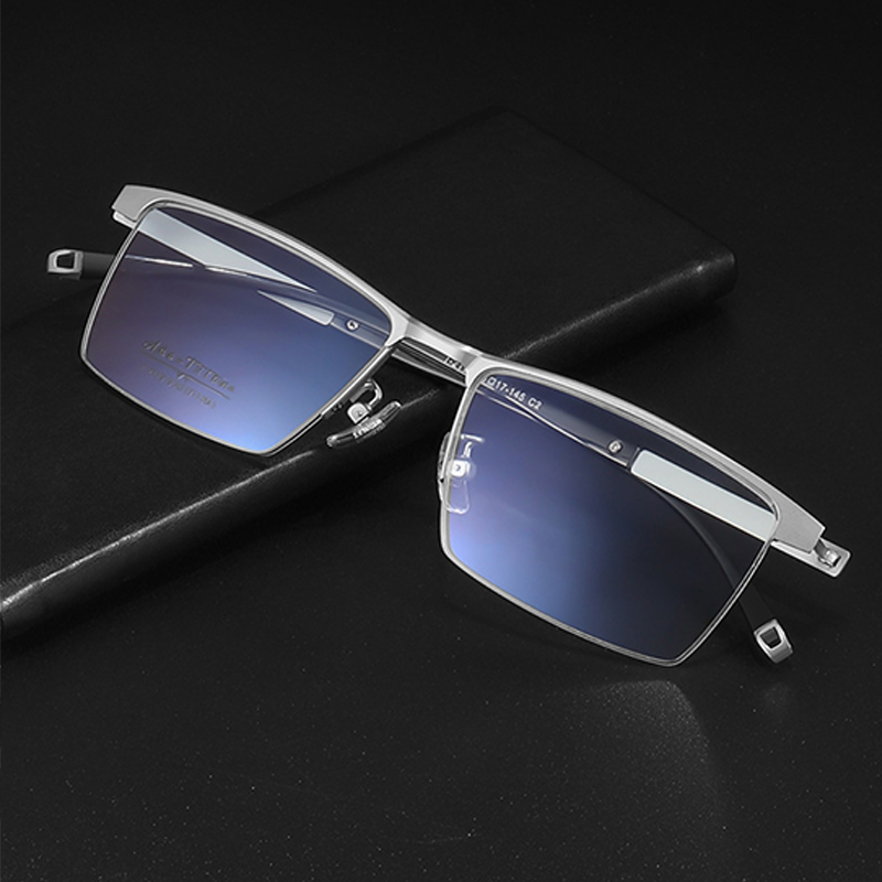 BUSINESS CASUAL PURE TITANIUM HALF FRAME ANTI-BLUE LIGHT READING GLASSES