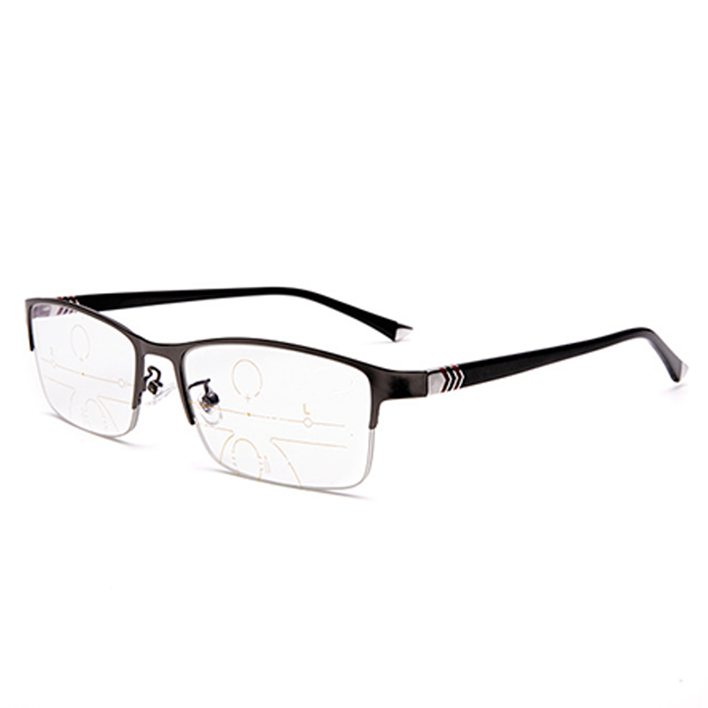FASHION BUSINESS HALF FRAME ALUMINUM MULTI-FOCAL READING GLASSES