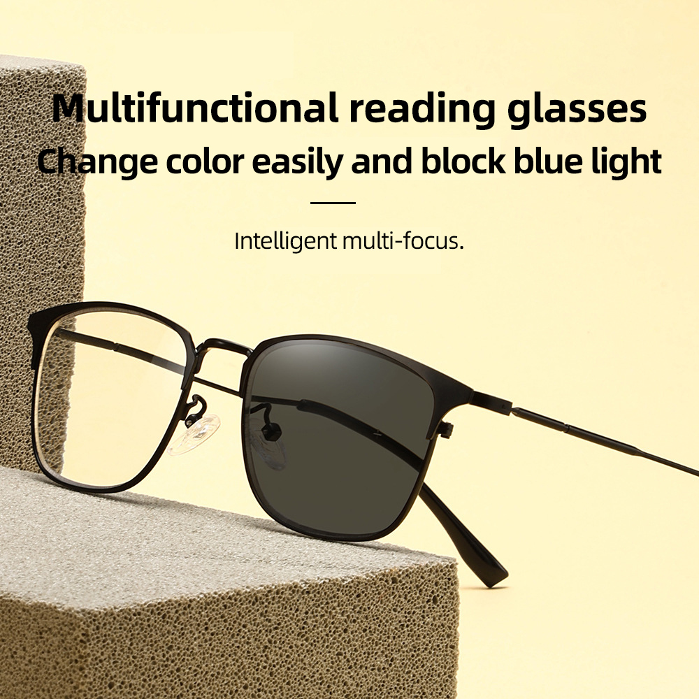 MEN'S HD METAL HALF-FRAME PHOTOCHROMIC ANTI-BLUE LIGHT GLASSES