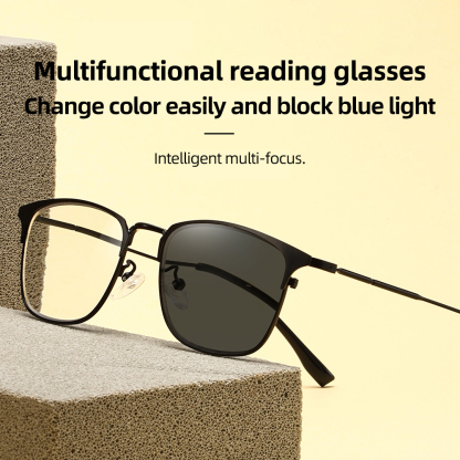 MEN'S HD METAL HALF-FRAME PHOTOCHROMIC ANTI-BLUE LIGHT GLASSES