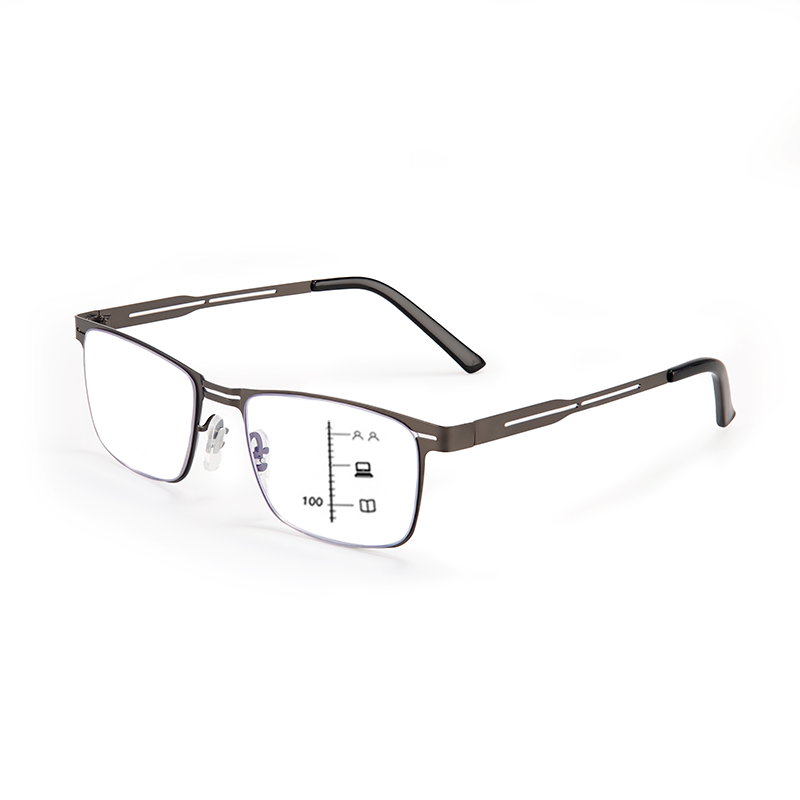 FASHION BUSINESS METAL LARGE FRAME MULTIFOCAL PHOTOCHROMIC GLASSES