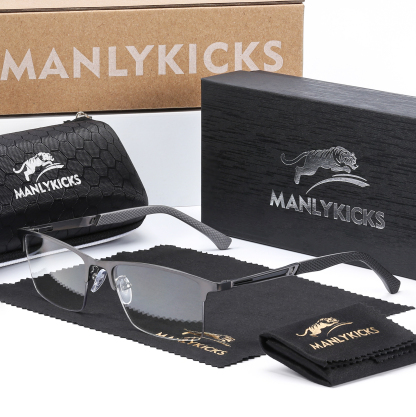 MEN'S RETRO HALF-FRAME ANTI-BLUE LIGHT READING GLASSES