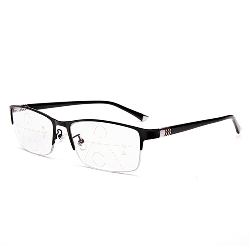 FASHION BUSINESS HALF FRAME ALUMINUM MULTI-FOCAL READING GLASSES