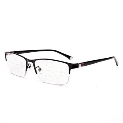 FASHION BUSINESS HALF FRAME ALUMINUM MULTI-FOCAL READING GLASSES