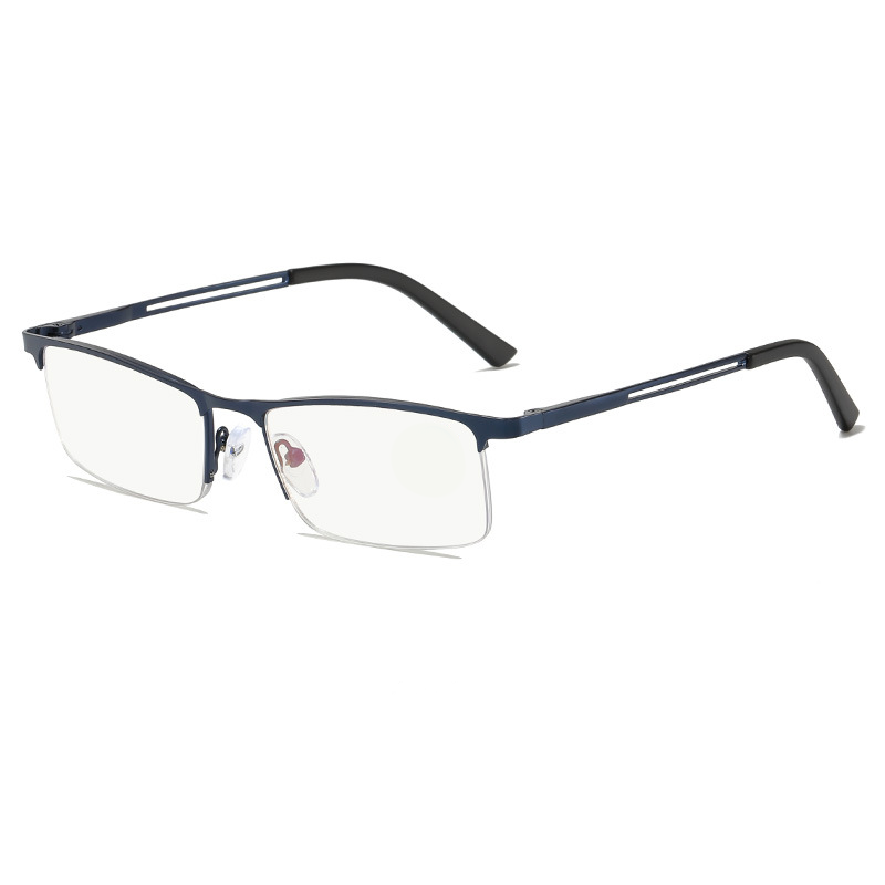 MEN'S HALF-FRAME METAL ANTI-BLUE LIGHT READING GLASSES