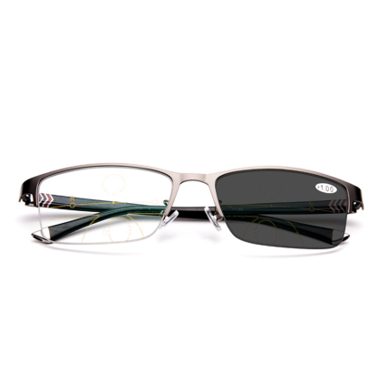 FASHION BUSINESS HALF FRAME ALUMINUM MULTI-FOCAL READING GLASSES