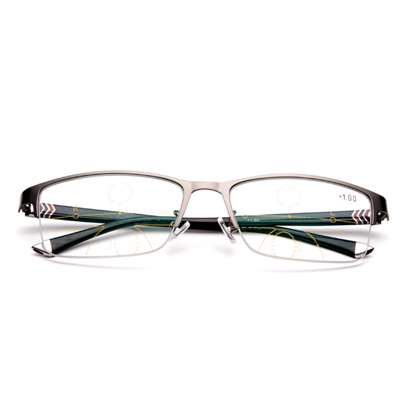 FASHION BUSINESS HALF FRAME ALUMINUM MULTI-FOCAL READING GLASSES