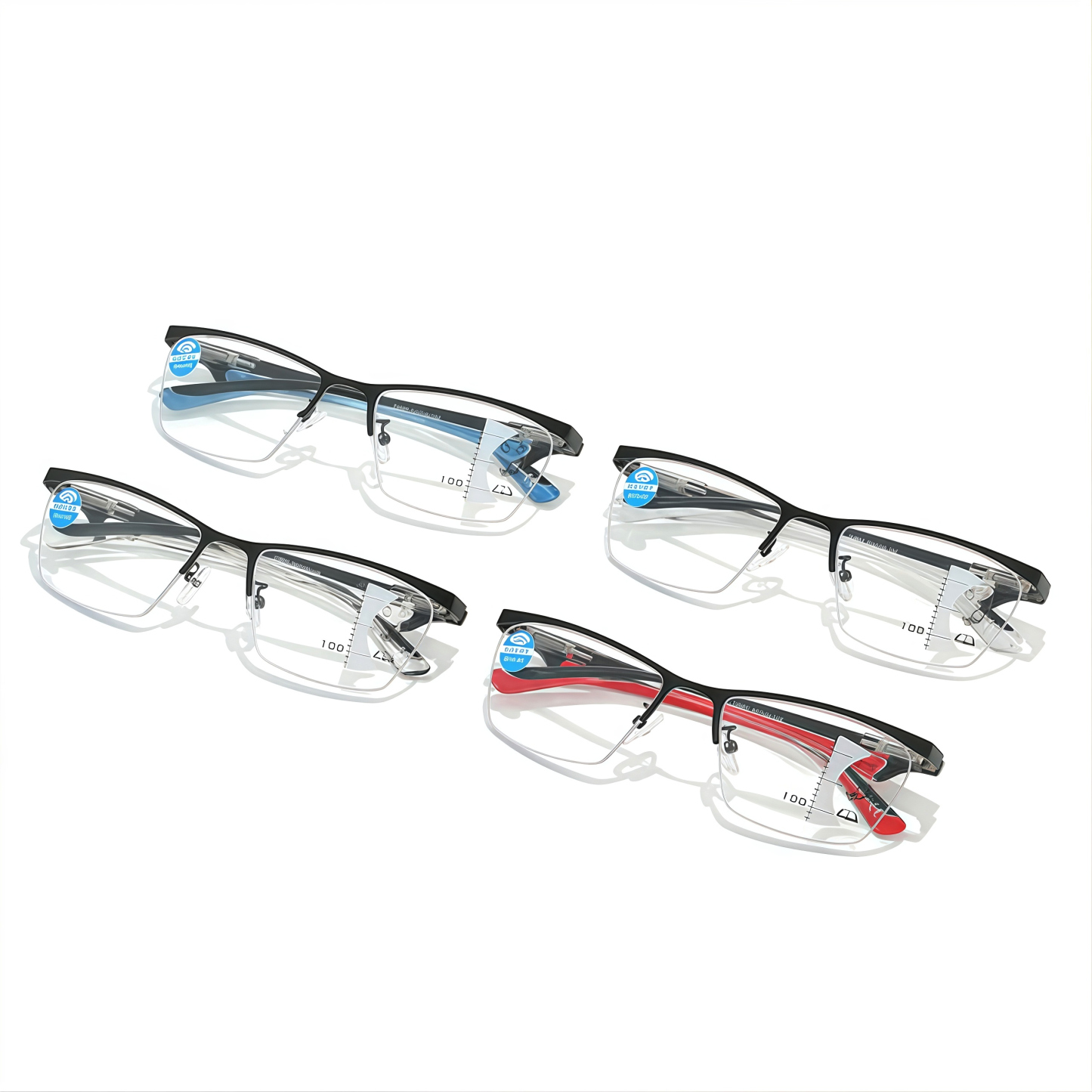 METAL HALF-FRAME ULTRA-LIGHT MULTI-FOCAL ANTI-BLUE LIGHT READING GLASSES