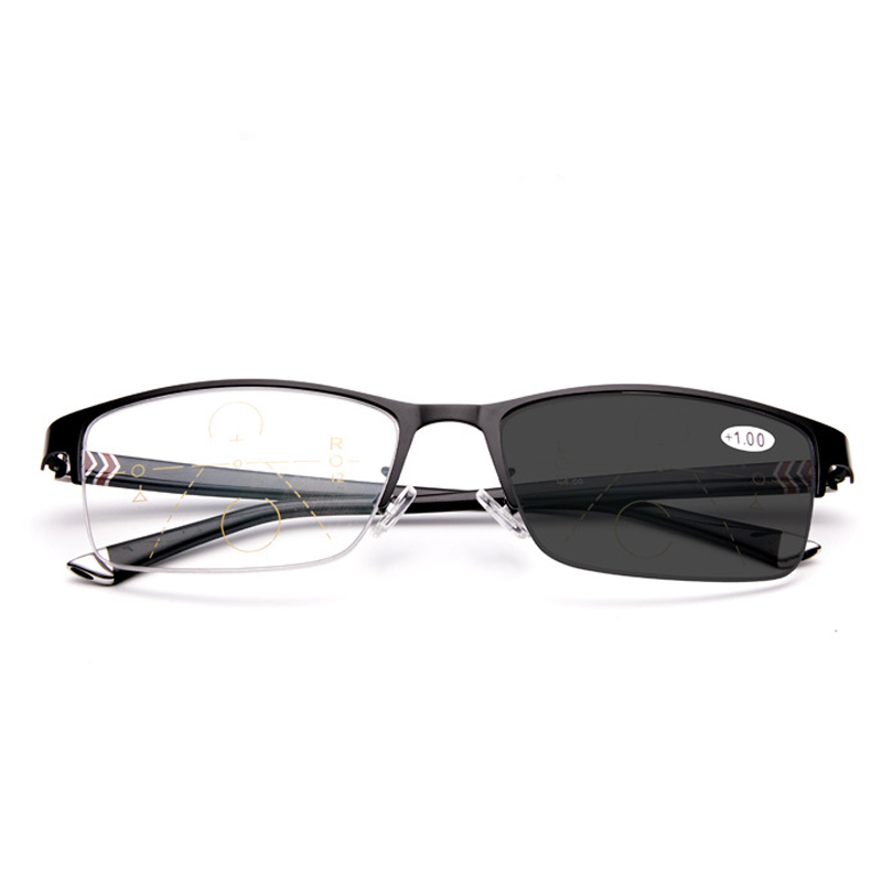 FASHION BUSINESS HALF FRAME ALUMINUM MULTI-FOCAL READING GLASSES