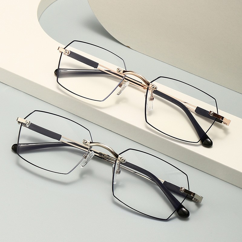 FASHIONABLE FRAMELESS CUT-EDGE ANTI-BLUE LIGHT COLOR CHANGING GLASSES