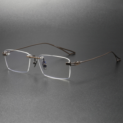 Everett Titanium Rimless Square Eyeglasses