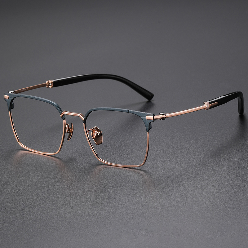 MEN'S BUSINESS CASUAL HORN TITANIUM FULL FRAME GLASSES