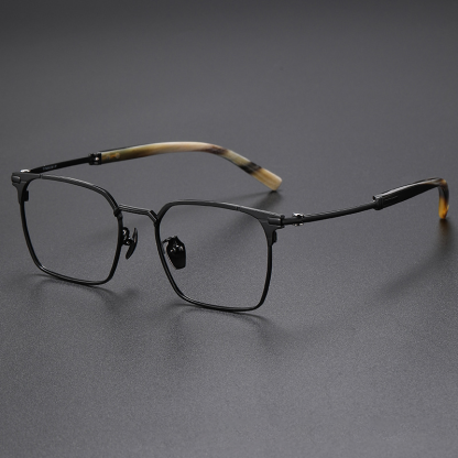MEN'S BUSINESS CASUAL HORN TITANIUM FULL FRAME GLASSES