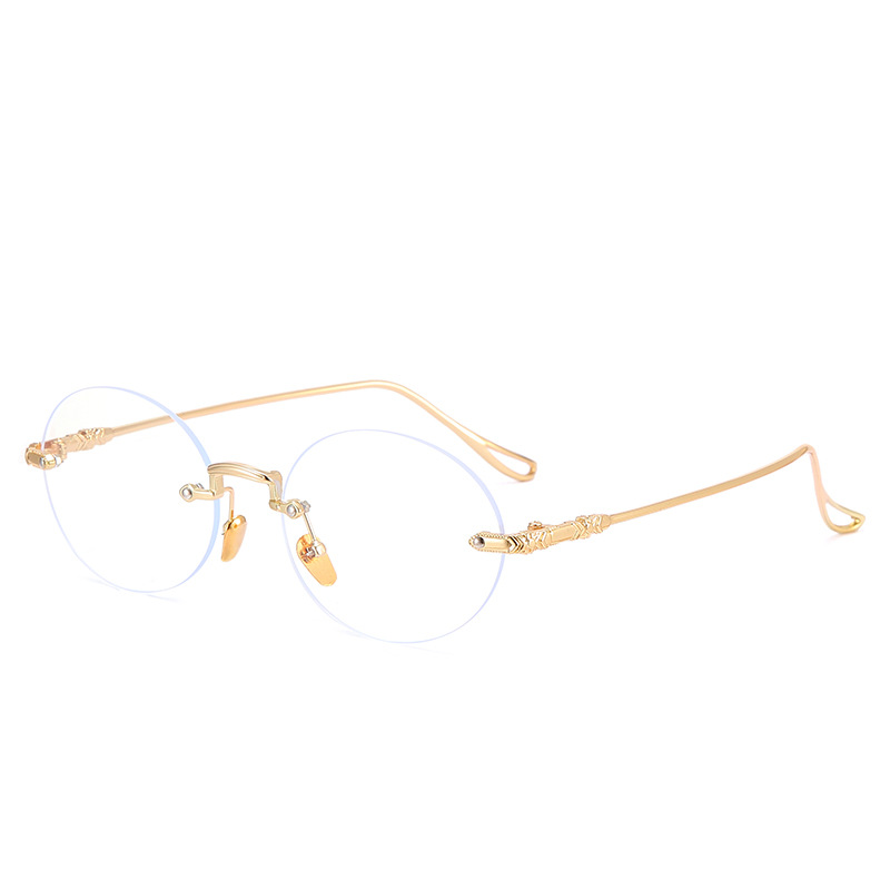 FASHIONABLE FRAMELESS METAL ROUND FRAME ANTI-BLUE LIGHT READING GLASSES