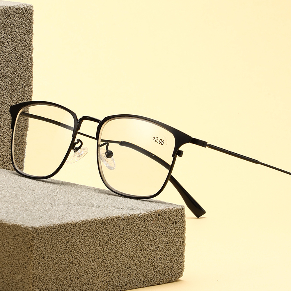 MEN'S HD METAL HALF-FRAME PHOTOCHROMIC ANTI-BLUE LIGHT GLASSES