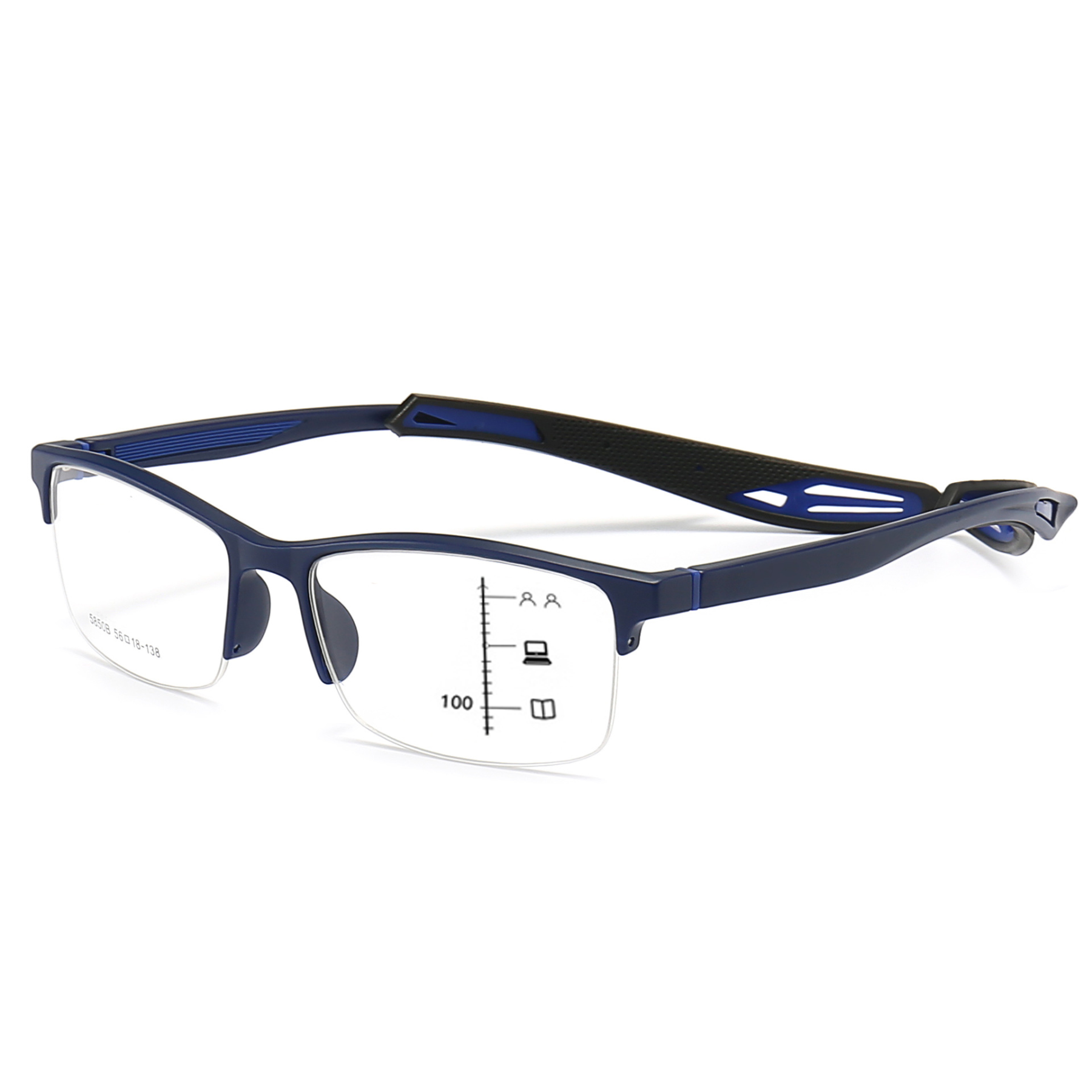 SPORTS HALF-FRAME LONG-LEG COMFORTABLE BLUE LIGHT BLOCKING PHOTOCHROMIC GLASSES