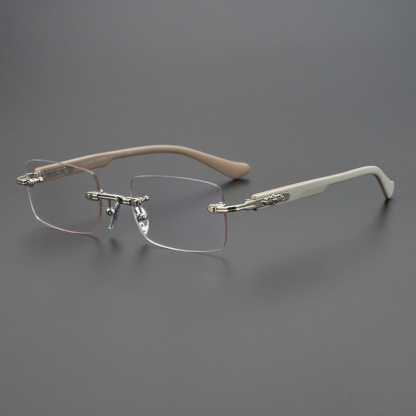 SQUARE FRAMELESS STYLISH EMBOSSED ANTI-BLUE LIGHT READING GLASSES