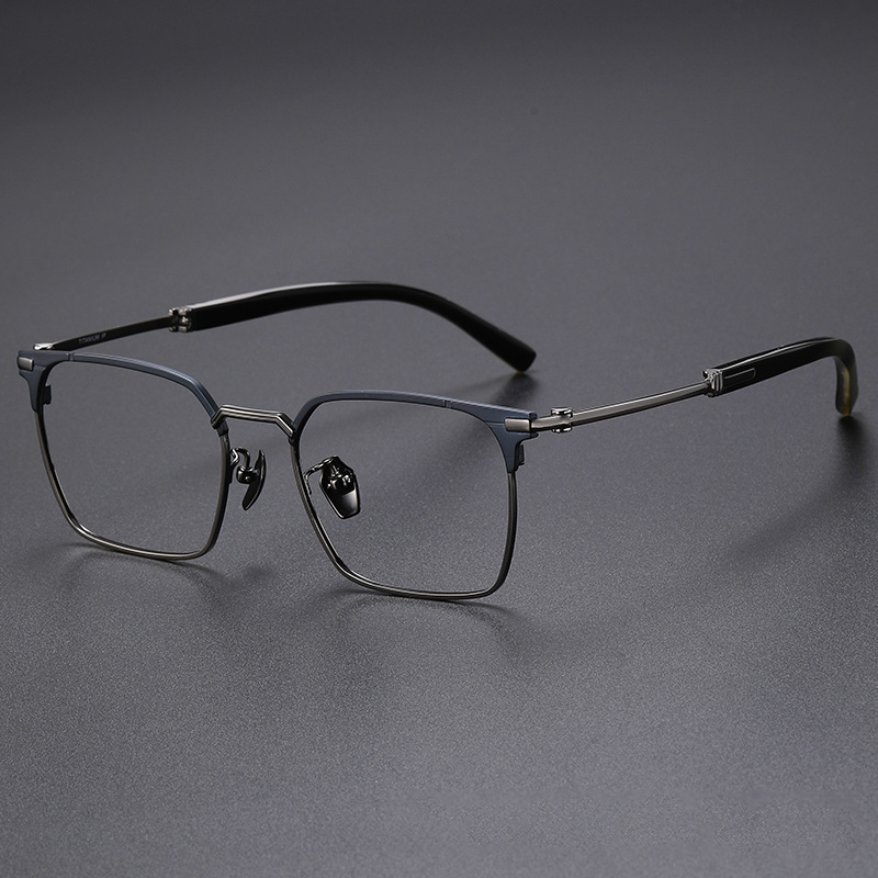 MEN'S BUSINESS CASUAL HORN TITANIUM FULL FRAME GLASSES