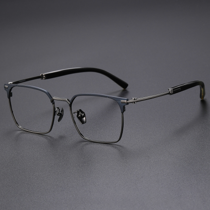 MEN'S BUSINESS CASUAL HORN TITANIUM FULL FRAME GLASSES