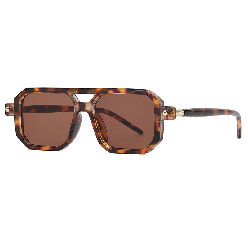 FASHIONABLE SQUARE FRAME DOUBLE-BRIDGE SUNGLASSES