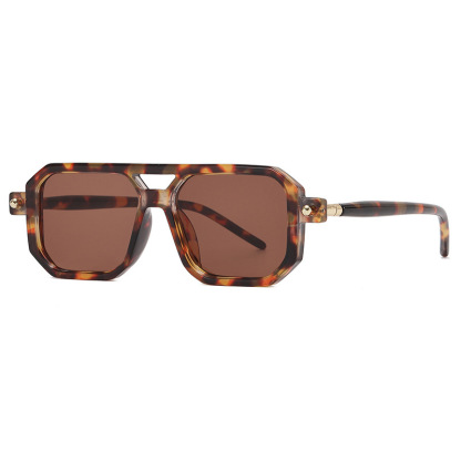 FASHIONABLE SQUARE FRAME DOUBLE-BRIDGE SUNGLASSES