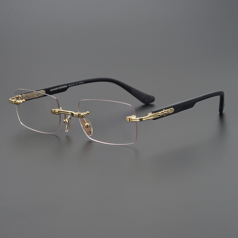 SQUARE FRAMELESS STYLISH EMBOSSED ANTI-BLUE LIGHT READING GLASSES