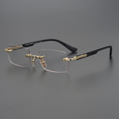 SQUARE FRAMELESS STYLISH EMBOSSED ANTI-BLUE LIGHT READING GLASSES