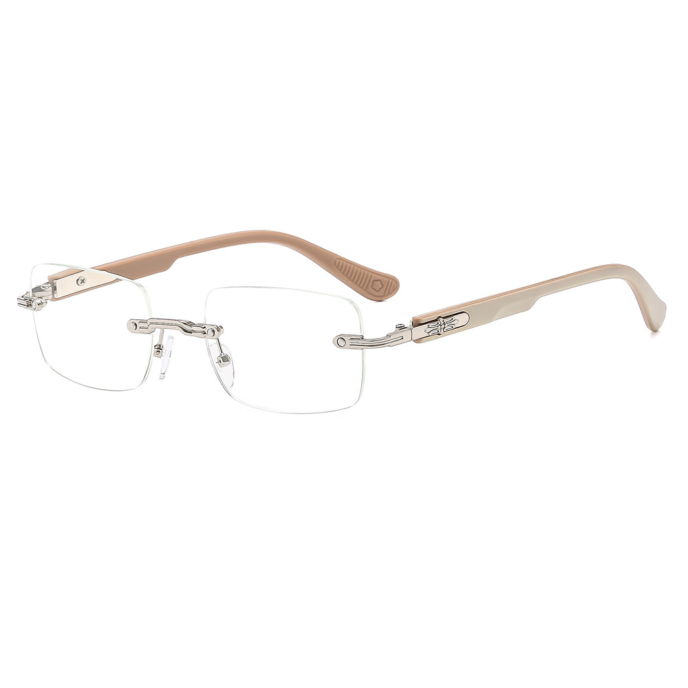 SQUARE FRAMELESS STYLISH EMBOSSED ANTI-BLUE LIGHT READING GLASSES