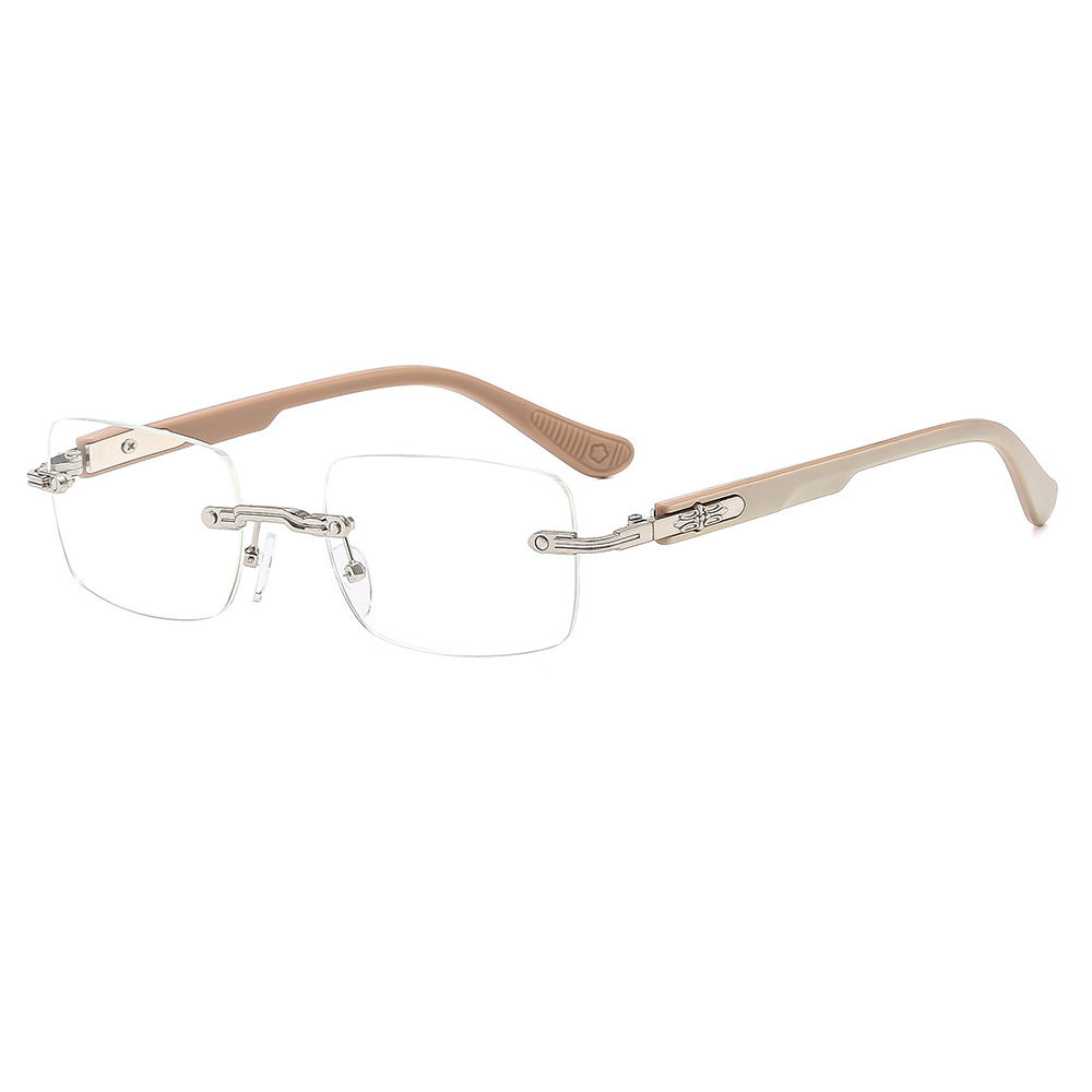 SQUARE FRAMELESS STYLISH EMBOSSED ANTI-BLUE LIGHT READING GLASSES