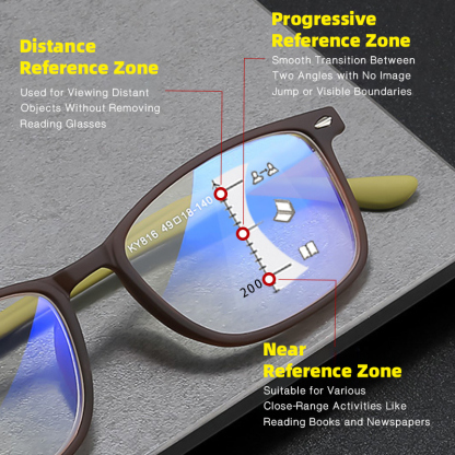 FASHIONABLE PROGRESSIVE MULTI-FOCAL SMALL SQUARE FRAME READING GLASSES