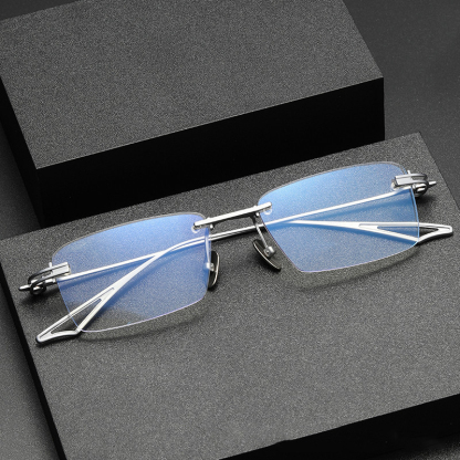 Everett Titanium Rimless Square Eyeglasses