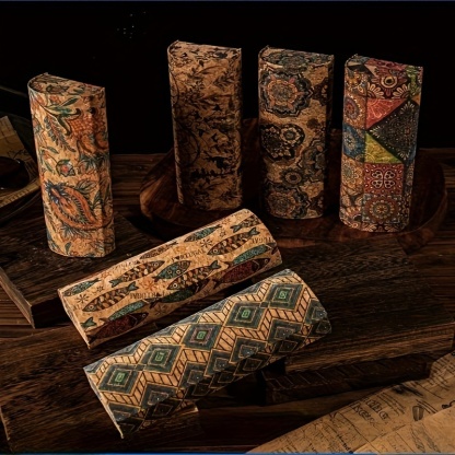 VINTAGE HANDMADE LEATHER PATTERN GLASSES STORAGE BOX SUITABLE FOR MEN AND WOMEN