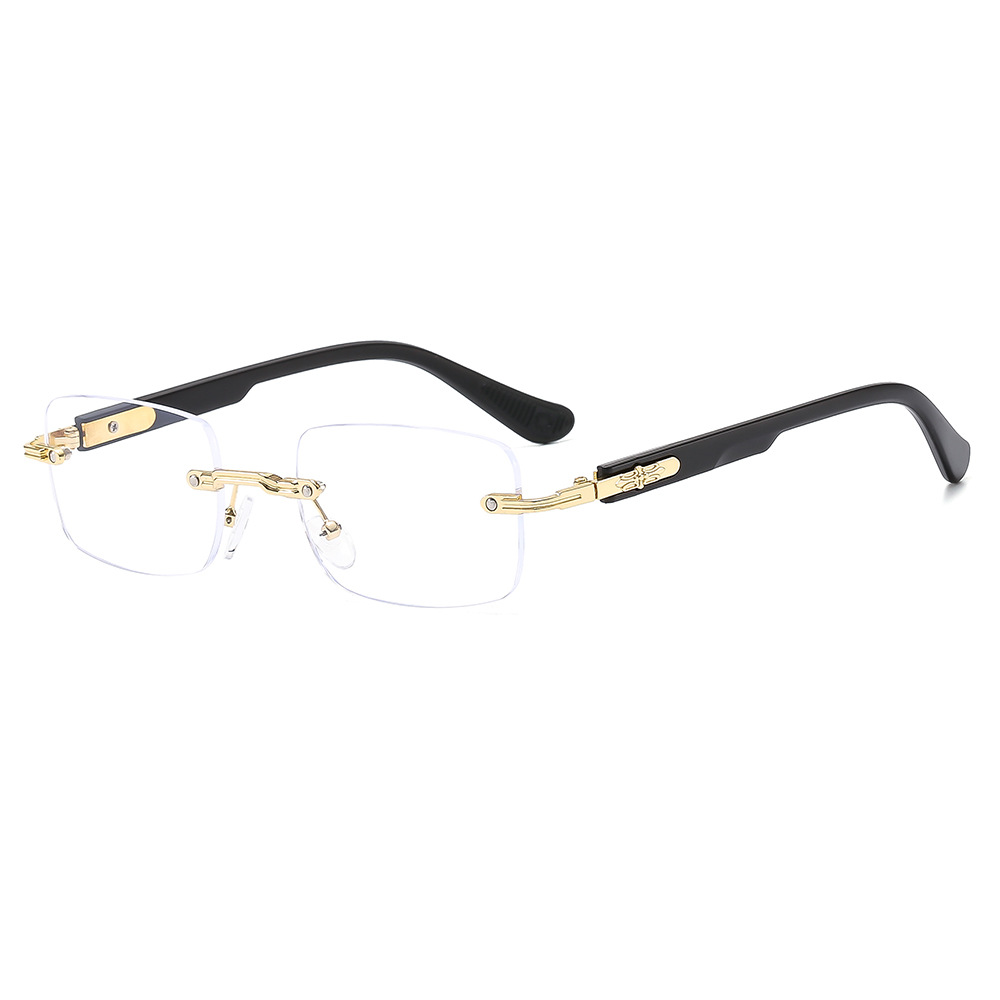 SQUARE FRAMELESS STYLISH EMBOSSED ANTI-BLUE LIGHT READING GLASSES
