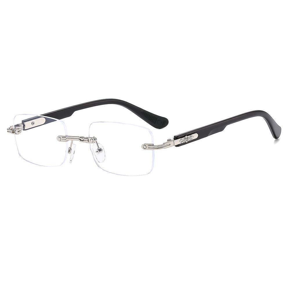 SQUARE FRAMELESS STYLISH EMBOSSED ANTI-BLUE LIGHT READING GLASSES